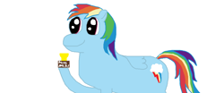 Size: 1308x545 | Tagged: safe, artist:anonymous, rainbow dash, /mlp/, 1000 hours in ms paint, miss /mlp/, miss /mlp/ 2020, simple background, smiling, solo, trophy, white background