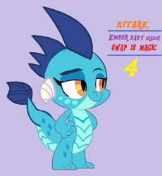 Size: 1484x1612 | Tagged: safe, artist:kitarehamakura, imported from derpibooru, princess ember, dragon, baby, baby dragon, female, hand on hip, hands on hip, implied spike, simple background, solo