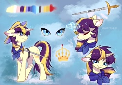 Size: 1024x708 | Tagged: safe, artist:swaybat, imported from derpibooru, oc, oc only, pony, unicorn, explicit source, reference sheet, sword, weapon