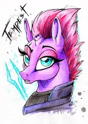Size: 900x1273 | Tagged: safe, artist:donika-schovina, imported from derpibooru, tempest shadow, pony, solo, traditional art