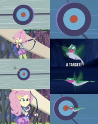 Size: 490x622 | Tagged: safe, edit, edited screencap, imported from derpibooru, screencap, fluttershy, equestria girls, friendship games, aiming, arrow, cropped, flit, meme, pocahontas, target