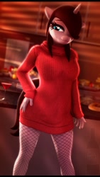 Size: 2160x3840 | Tagged: safe, artist:alcohors, imported from derpibooru, oc, oc only, oc:margarita, anthro, unicorn, 3d, clothes, female, fishnets, sfm pony, solo, source filmmaker, sweater