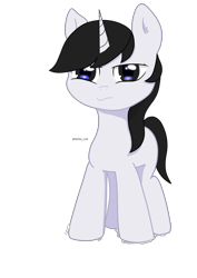Size: 2480x3508 | Tagged: safe, artist:photon_lee, imported from derpibooru, oc, oc only, oc:photon_lee, pony, unicorn, derpibooru community collaboration, 2021 community collab, cute, female, mare, simple background, solo, transparent background, unamused