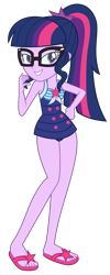 Size: 5813x14531 | Tagged: safe, artist:alandssparkle, artist:firesidearmy46231, imported from derpibooru, sci-twi, twilight sparkle, human, equestria girls, equestria girls series, forgotten friendship, absurd resolution, adorasexy, beach babe, beautiful, beautisexy, bedroom eyes, clothes, cute, feet, female, flip-flops, glasses, looking at you, one-piece swimsuit, sandals, sci-twi swimsuit, seductive, seductive look, seductive pose, sexy, simple background, sleeveless, solo, swimsuit, transparent background, vector