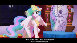 Size: 1920x1080 | Tagged: safe, artist:whitequartztheartist, idw, imported from derpibooru, king sombra, princess celestia, alicorn, pony, reflections, spoiler:comic, good king sombra, magic mirror, solo