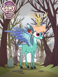 Size: 933x1244 | Tagged: safe, artist:keafonthelookinglass, imported from derpibooru, oc, oc:schandenfreude, deer, deer pony, jackalope, original species, peryton, neighflheim, tree, wolpertinger, your other pony