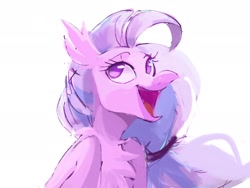 Size: 2048x1536 | Tagged: safe, artist:yaboi97240223, imported from derpibooru, silverstream, hippogriff, bust, chest fluff, cute, diastreamies, female, no pupils, open mouth, simple background, smiling, solo, white background