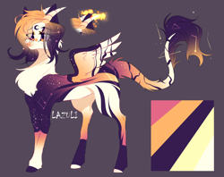 Size: 4824x3820 | Tagged: safe, artist:lazuli, artist:mint-light, imported from derpibooru, oc, oc only, draconequus, pony, chest fluff, draconequus oc, reference sheet, signature, solo