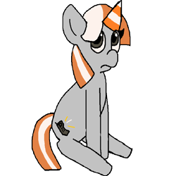 Size: 800x800 | Tagged: artist needed, safe, artist:blossomgutz, imported from derpibooru, oc, oc only, oc:cone pone, pony, derpibooru community collaboration, 2021 community collab, female, looking at you, mare, ms paint, simple background, sitting, solo, traffic cone, transparent background