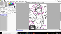 Size: 960x539 | Tagged: safe, artist:silentwolf-oficial, imported from derpibooru, screencap, fluttershy, pegasus, pony, female, lineart, mare, paint tool sai, solo