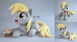 Size: 2000x1090 | Tagged: safe, artist:meplushyou, imported from derpibooru, derpy hooves, pegasus, pony, food, irl, muffin, photo, plushie, solo