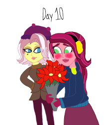 Size: 1280x1485 | Tagged: safe, artist:horroraceman93, imported from derpibooru, gloriosa daisy, vignette valencia, equestria girls, blushing, female, gloriette, lesbian, poinsettia, shipping, simple background, transparent background