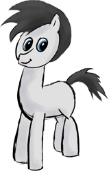 Size: 599x939 | Tagged: safe, artist:nitobit, artist:silent pone, derpibooru exclusive, imported from derpibooru, oc, oc only, oc:random thoughts, earth pony, pony, derpibooru community collaboration, 2021 community collab, blank flank, male, simple background, solo, stallion, transparent background