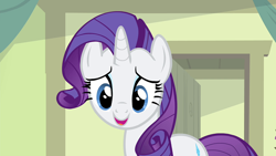 Size: 1920x1080 | Tagged: safe, imported from derpibooru, screencap, rarity, pony, unicorn, for whom the sweetie belle toils, cute, female, mare, raribetes, smiling, solo