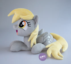Size: 1400x1260 | Tagged: safe, artist:meplushyou, imported from derpibooru, derpy hooves, pegasus, pony, food, irl, lying down, photo, plushie, prone, solo