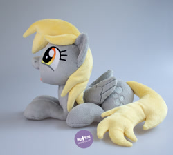 Size: 1400x1260 | Tagged: safe, artist:meplushyou, imported from derpibooru, derpy hooves, pegasus, pony, irl, lying down, photo, plushie, prone, solo