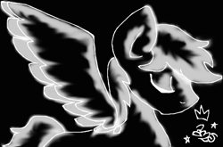 Size: 659x435 | Tagged: safe, artist:amgiwolf, imported from derpibooru, oc, oc only, pegasus, pony, black background, eyes closed, pegasus oc, signature, simple background, solo, wings