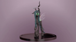 Size: 1920x1080 | Tagged: safe, artist:dieanondie, imported from derpibooru, queen chrysalis, changeling, changeling queen, 3d, animated, blender, female, no sound, raised hoof, solo, tongue out, turnaround, turntable, webm