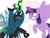 Size: 2048x1536 | Tagged: safe, artist:justsomepainter11, imported from derpibooru, queen chrysalis, twilight sparkle, alicorn, changeling, changeling queen, pony, angry, confrontation, female, fight, good vs evil, gritted teeth, magic, sharp teeth, show accurate, teeth, twilight sparkle (alicorn)