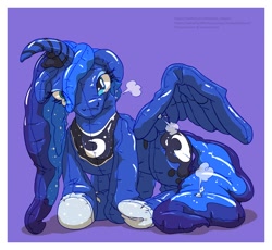 Size: 2000x1838 | Tagged: safe, artist:makishi_ookami, imported from derpibooru, princess luna, inflatable pony, pony, deflating, deflation, floppy ears, floppy horn, horn, inflatable, solo