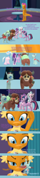 Size: 1920x8640 | Tagged: safe, artist:red4567, imported from derpibooru, ocellus, silverstream, smolder, starlight glimmer, twilight sparkle, yona, alicorn, changeling, dragon, hippogriff, pony, unicorn, yak, 3d, 8 pannel comic, blowing, comic, dragoness, female, futurama, implied spike, micro, parasites lost, sfm pony, source filmmaker, twilight sparkle (alicorn)
