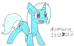 Size: 1169x723 | Tagged: safe, artist:cmara, imported from derpibooru, trixie, pony, unicorn, female, mare, open mouth, simple background, solo, traditional art, white background