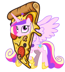Size: 1160x1284 | Tagged: safe, artist:laszlvfx, edit, imported from derpibooru, princess cadance, alicorn, pony, absurd resolution, cheese pizza, clothes, costume, cutie mark, female, flying, food, mare, meat, mushroom, pepperoni, pepperoni pizza, pizza, pizza costume, simple background, smiling, solo, spread wings, that pony sure does love pizza, transparent background, vector, white background, wings