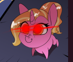 Size: 313x268 | Tagged: safe, artist:underpable, imported from ponybooru, luster dawn, pony, unicorn, cropped, female, lesbian, mare, meme, reaction image, red eyes, smiling