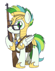 Size: 443x573 | Tagged: safe, artist:buckweiser, imported from derpibooru, oc, oc only, oc:shell watch, pegasus, armor, captain, glasses, gun, m1 garand, military, pegasus oc, royal guard, royal guard armor, weapon, wings