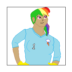 Size: 250x250 | Tagged: safe, artist:nate5700, imported from derpibooru, rainbow dash, human, 1000 hours in ms paint, bust, humanized, pixel art, simple background, solo, white background