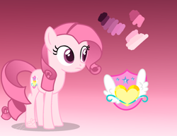 Size: 1668x1289 | Tagged: safe, artist:muhammad yunus, artist:tanahgrogot, imported from derpibooru, oc, oc only, oc:annisa trihapsari, earth pony, pony, cute, cutie mark, female, filly, mare, pink background, simple background, solo, white background, younger