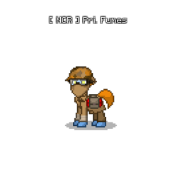 Size: 400x400 | Tagged: safe, imported from derpibooru, oc, oc only, oc:fumes, earth pony, pony, fallout equestria, ashes town, clothes, male, military uniform, ncr, pixel art, solo, stallion, uniform