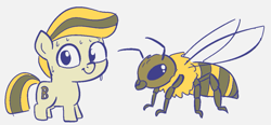 Size: 947x439 | Tagged: safe, artist:heretichesh, imported from derpibooru, oc, bee, insect, pony, antennae, colt, fuzz, giant bee, giant insect, male, scared, silly, sketch, sweat, wings