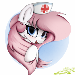 Size: 4000x4000 | Tagged: safe, artist:ser-p, imported from derpibooru, nurse redheart, earth pony, pony, absurd resolution, blushing, bust, cute, fluffy mane, heartabetes, portrait, simple background, solo, white background