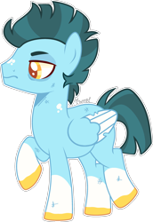 Size: 2025x2947 | Tagged: safe, artist:kurosawakuro, imported from derpibooru, oc, oc only, pegasus, pony, base used, magical gay spawn, male, offspring, parent:soarin', parent:thunderlane, parents:soarilane, simple background, solo, stallion, transparent background, two toned wings, wings