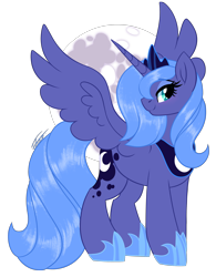 Size: 2104x2694 | Tagged: safe, artist:inspiredpixels, imported from derpibooru, princess luna, alicorn, pony, cute, high res, lunabetes, mare in the moon, moon, s1 luna, simple background, solo, spread wings, transparent background, wings