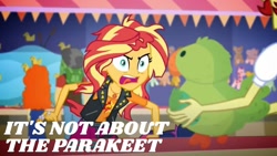 Size: 1920x1080 | Tagged: safe, edit, edited screencap, editor:quoterific, imported from derpibooru, screencap, flam, sandalwood, sunset shimmer, equestria girls, equestria girls series, rollercoaster of friendship, it's not about the parakeet