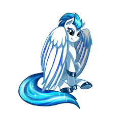 Size: 2288x2192 | Tagged: safe, artist:asumi, imported from derpibooru, oc, oc only, oc:icy river, pegasus, pony, derpibooru community collaboration, 2021 community collab, blue eyes, blue tail, hooves, large wings, simple background, solo, transparent background, white background, white pony, wings