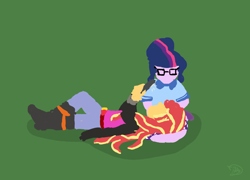 Size: 1250x900 | Tagged: safe, artist:fluidty, imported from derpibooru, sci-twi, sunset shimmer, twilight sparkle, human, equestria girls, console, doodle, female, glasses, lesbian, scitwishimmer, shipping, sunsetsparkle