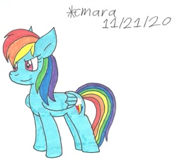 Size: 1036x949 | Tagged: safe, artist:cmara, imported from derpibooru, rainbow dash, pegasus, pony, female, mare, simple background, solo, traditional art, white background