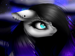 Size: 1400x1050 | Tagged: safe, artist:minelvi, imported from derpibooru, oc, oc only, earth pony, pony, bust, ear piercing, earring, earth pony oc, eyelashes, eyeliner, female, jewelry, makeup, mare, piercing, solo