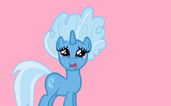 Size: 645x401 | Tagged: safe, artist:harmonyguard, artist:suzzykitty, imported from derpibooru, trixie, pony, unicorn, alternate hairstyle, base used, female, mare, pink background, simple background, solo