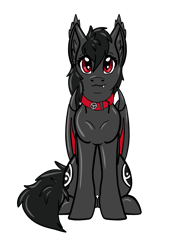Size: 2048x2732 | Tagged: safe, artist:red moon hawk, imported from derpibooru, oc, oc only, oc:qetesh, bat pony, pony, derpibooru community collaboration, 2021 community collab, collar, female, simple background, sitting, smiling, solo, transparent background