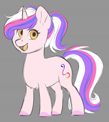 Size: 853x960 | Tagged: safe, artist:silentwolf-oficial, imported from derpibooru, oc, oc only, pony, unicorn, colored hooves, gray background, horn, open mouth, simple background, smiling, solo, unicorn oc