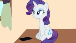 Size: 677x388 | Tagged: safe, artist:forgalorga, imported from derpibooru, rarity, pony, unicorn, animated, behaving like a cat, cellphone, female, lidded eyes, looking down, mare, phone, punch, raricat, sleepy, surprised, wide eyes, your little cat 4, your little pets