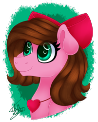 Size: 2800x3475 | Tagged: safe, artist:spokenmind93, imported from derpibooru, oc, earth pony, pony, bust, detailed hair, detailed shading, earth pony oc, heart locket, portrait, ribbon, signature, simple background, transparent background