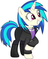 Size: 2900x3600 | Tagged: safe, artist:a4r91n, imported from derpibooru, dj pon-3, vinyl scratch, pony, unicorn, boots, clothes, jacket, jewelry, pendant, shoes, simple background, smiling, solo, transparent background, vector