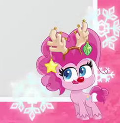 Size: 263x269 | Tagged: safe, imported from derpibooru, pinkie pie, earth pony, pony, my little pony: pony life, antlers, christmas, female, g4.5, holiday, mare, official, pony life, snow, snowflake, solo