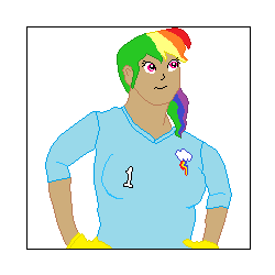 Size: 250x250 | Tagged: safe, artist:nate5700, imported from derpibooru, rainbow dash, human, 1000 hours in ms paint, bust, humanized, pixel art, simple background, solo, white background