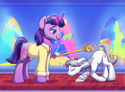 Size: 2200x1628 | Tagged: safe, artist:tsitra360, imported from derpibooru, twilight sparkle, oc, oc:korper, pony, unicorn, clothes, dusk shine, knighting, magic, rule 63, scepter, twilight scepter, unicorn twilight
